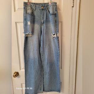 Women's high waisted wide leg jeans